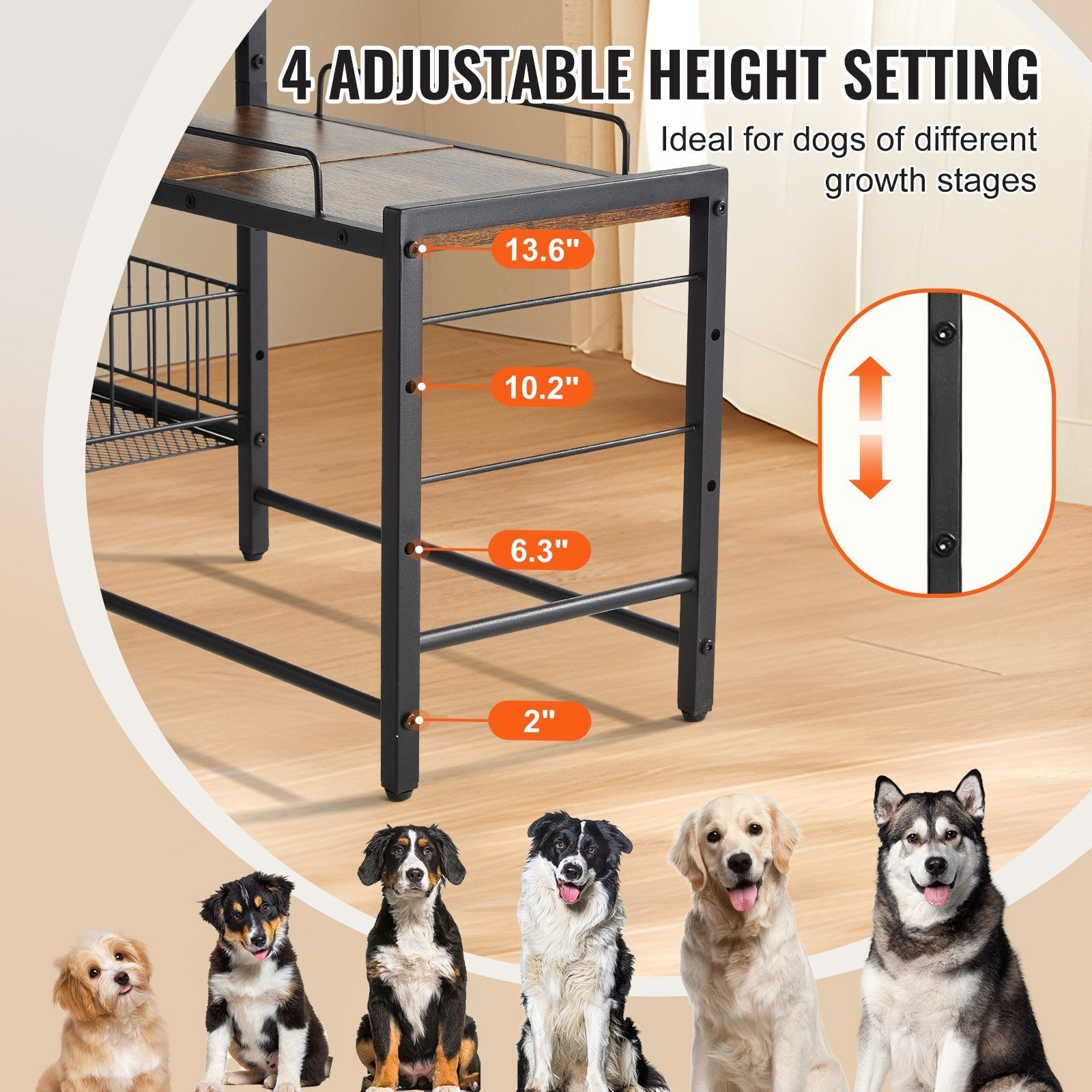 Pet Feeding Station with Storage for Dog Food and Toy Organizer - Raised Dog Bowls